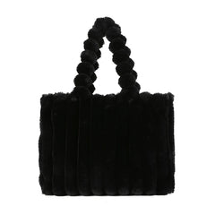 Women's Winter Faux Fur High Handbags Soft Tote Bags