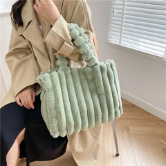 Women's Winter Faux Fur High Handbags Soft Tote Bags