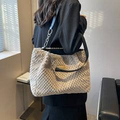 Soft Plush Handbag for Women Large Shopper Bag Ladies Tote Winter