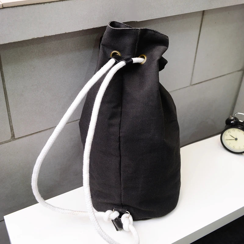 High Capacity Drawstring Travel Basketball Bag Backpack Canvas Unisex