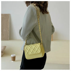 Stylish Lozenge Pattern Leather Square Bag for Women