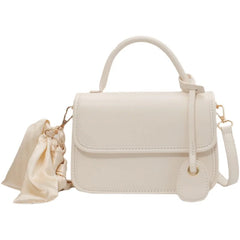 Solid PU Female Bag Silk Scarf Messenger Bag Ladies Shoulder Bag