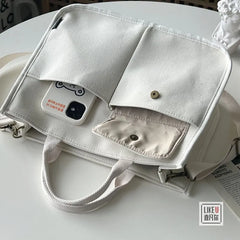 Canvas Tote Book Bag Shoulder Messenger Bag Cross-body Bag