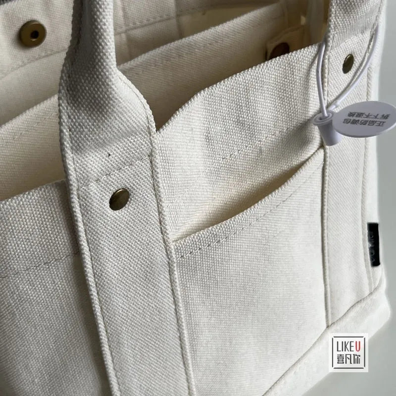 Canvas Tote Book Bag Student Messenger Bag Shoulder Cross-body
