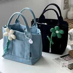 Canvas Tote Book Bag Student Messenger Bag Shoulder Cross-body