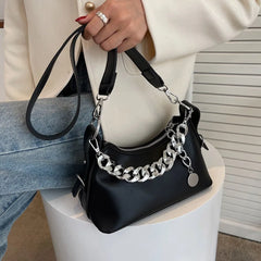 Women's PU Leather Crossbody Sling Bag with Chain Strap