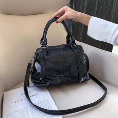 PU Women's Handbag Large Capacity Winter Messenger Bag Adjustable Strap
