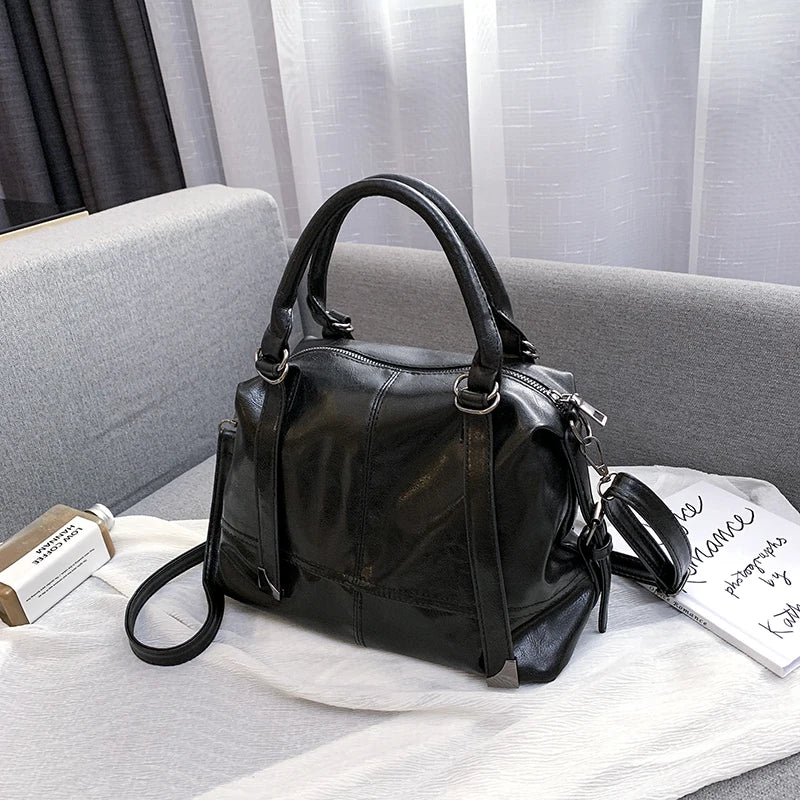 PU Women's Handbag Large Capacity Winter Messenger Bag Adjustable Strap