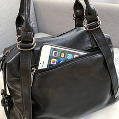 PU Women's Handbag Large Capacity Winter Messenger Bag Adjustable Strap