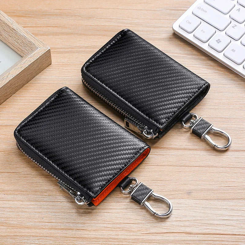 Leather Key Wallet Plaid Men Car Key Case Housekeeper Key Holder for Women