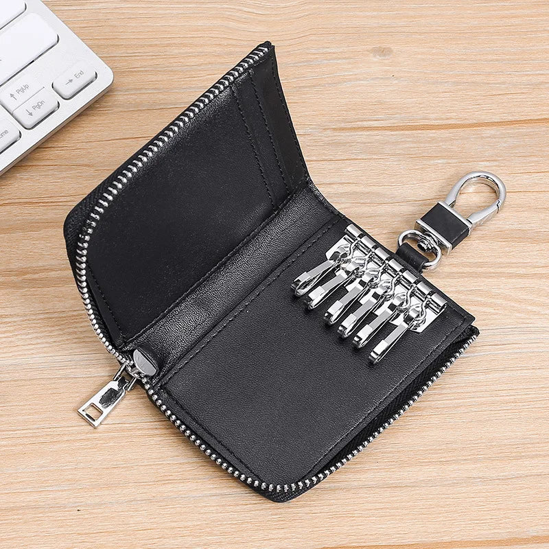 Leather Key Wallet Plaid Men Car Key Case Housekeeper Key Holder for Women