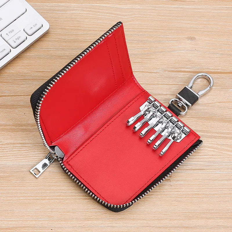 Leather Key Wallet Plaid Men Car Key Case Housekeeper Key Holder for Women
