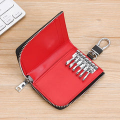 Leather Key Wallet Plaid Men Car Key Case Housekeeper Key Holder for Women
