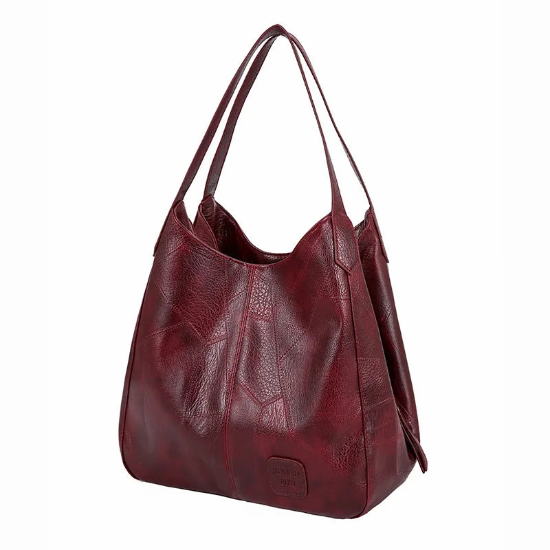 Retro Soft Leather Shoulder Bag Large Capacity Tote Handbag Women
