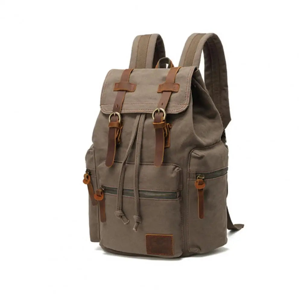 Vintage Canvas Hiking Backpack with Zipper Closure