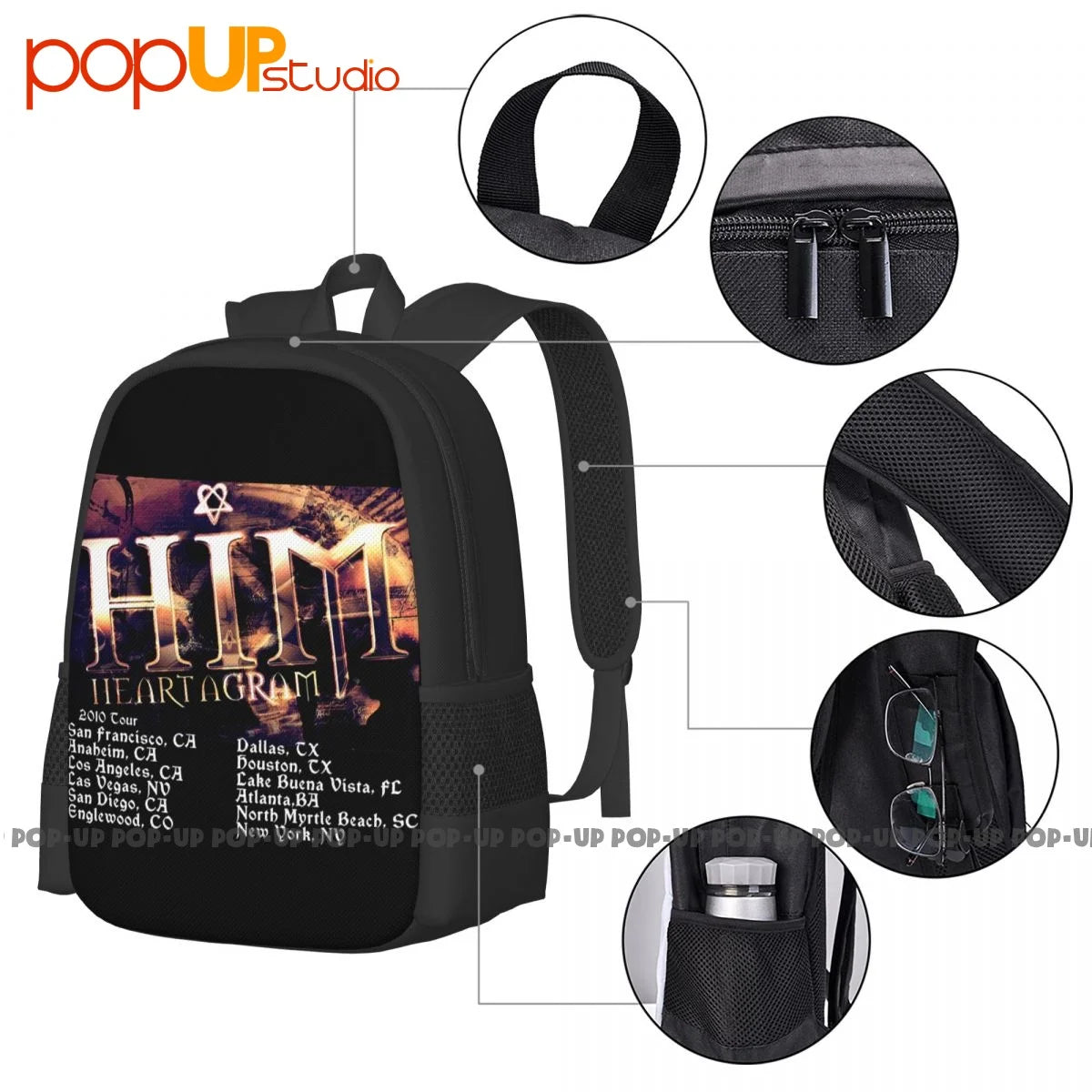 Vintage Heartagram Small Tour Backpack - Large Capacity Softback Sports Style