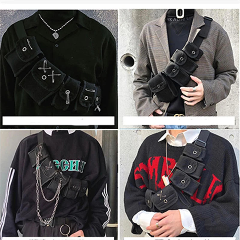 Hip Hop Chest Bag Unisex Streetwear Chest Rig Fanny Pack Multi-pocket