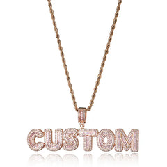 Hip Hop Name Baguette Letters CZ Pendant