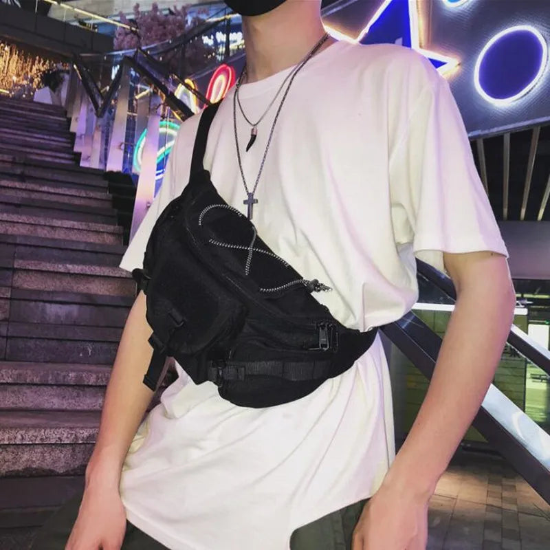 Hip Hop Techwear Crossbody Bags Men Women Motorcycle Tactical Chest Bag