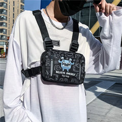 Hip Hop Women Waist Bag Graffiti Tactical Chest Pack Multi-function Vest Bag