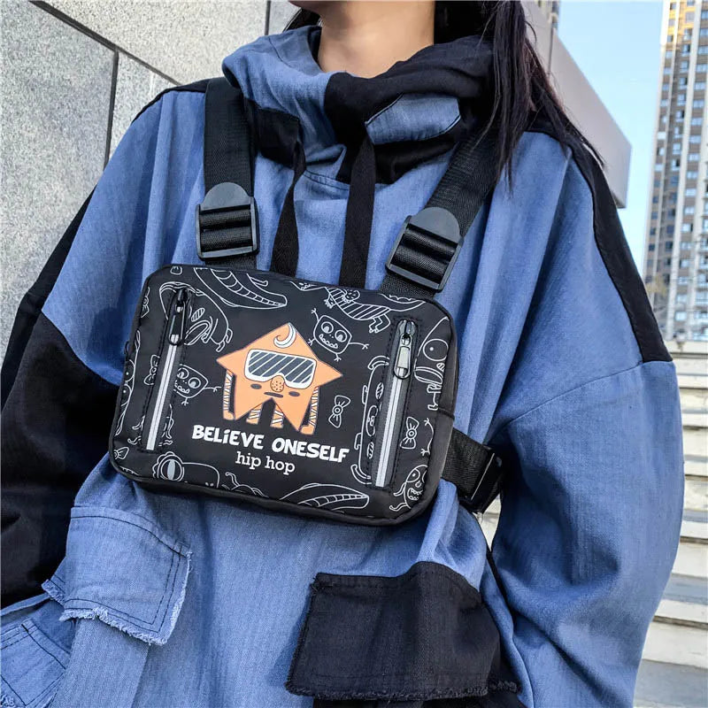 Graffiti Tactical Chest Pack Women Men Waist Belt Bag