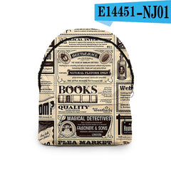 Hip Hop Old Newspaper School Bags Mini Travel Backpacks