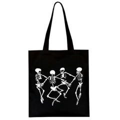 Gothic Skull Print Large Capacity Canvas Shopper Bag