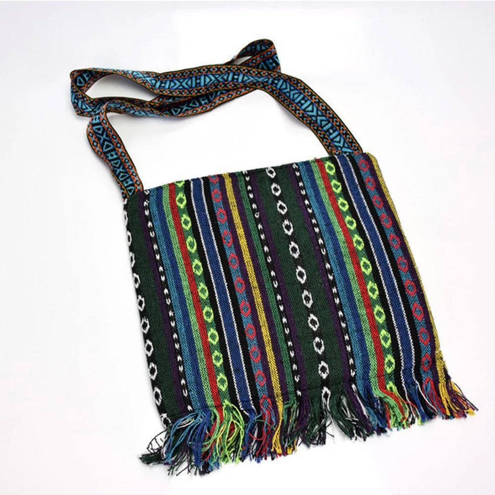 Hmong Vintage Ethnic Shoulder Bag Embroidery Tassel Tote Messenger Bags