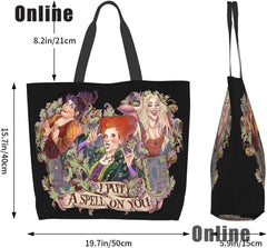 Hocus Pocus Tote Bag Halloween Handbags Heavy Duty Shopping Grocery