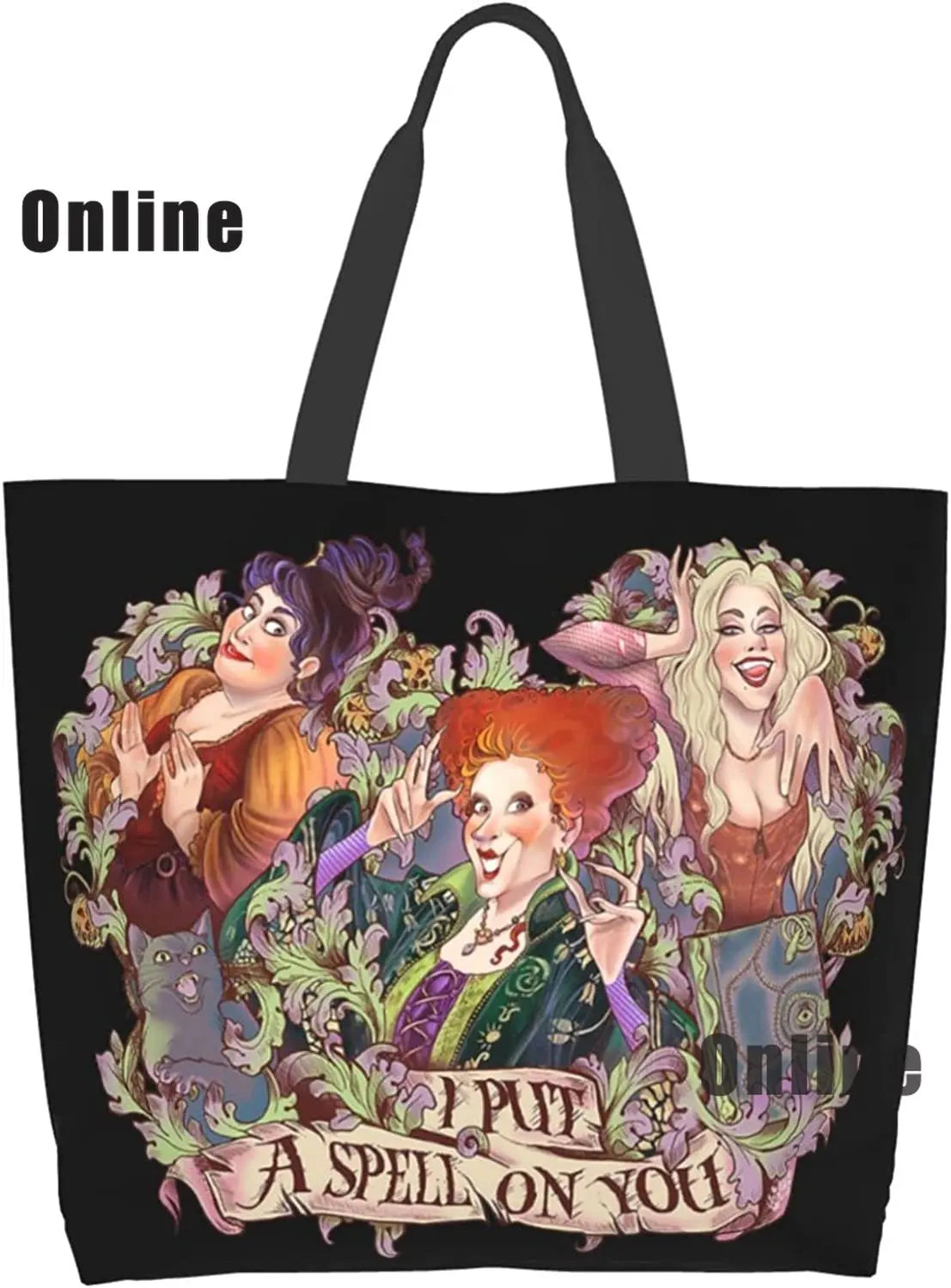 Hocus Pocus Tote Bag Halloween Handbags Heavy Duty Shopping Grocery