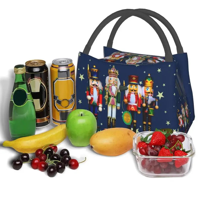 Christmas Nutcracker Insulated Lunch Bag Toy Soldier Thermal Cooler