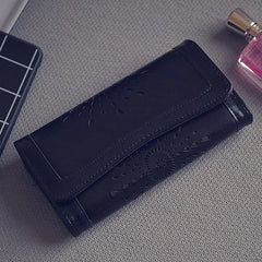 Hollow Out Pattern Retro Wallet Female Purse PU Leather handbag Vintage Long Wal