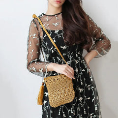 Hollow Out Woven Bag Women Single Shoulder Crossbody Bags