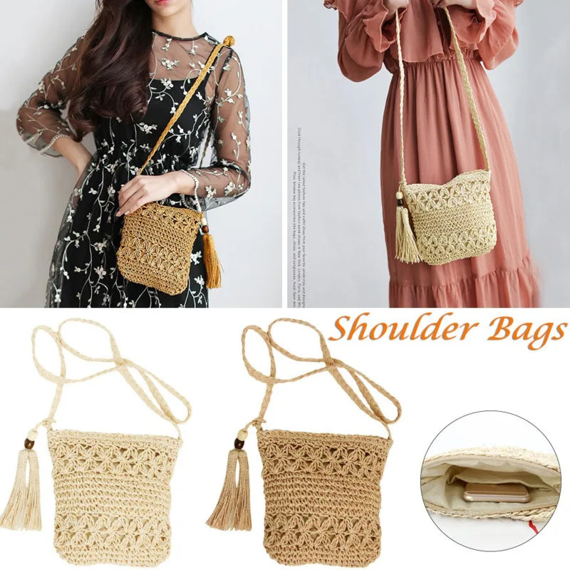 Hollow Out Woven Bag Women Single Shoulder Crossbody Bags