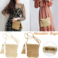 Hollow Out Woven Bag Women Single Shoulder Crossbody Bags