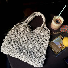 Woven Shoulder Bags Women Retro Shopping Travel Totes Large Capacity Bag