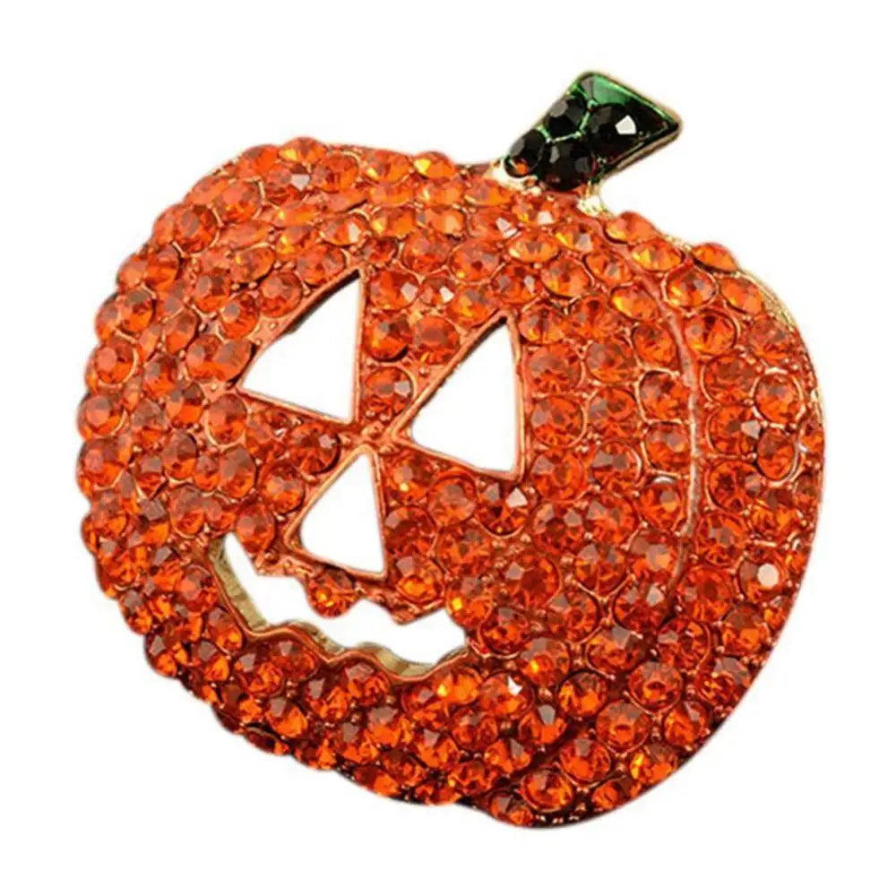 Hollow Rhinestone Pumpkin Brooch Pin for Christmas Halloween Decor