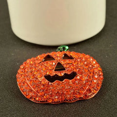 Hollow Rhinestone Pumpkin Brooch Pin for Christmas Halloween Decor