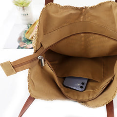 Hollow Shoulder Bag Paper Rope Weaving Hand Bag for Travel Vacation