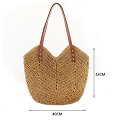 Hollow Shoulder Bag Paper Rope Woven Handbags for Travel Vacation