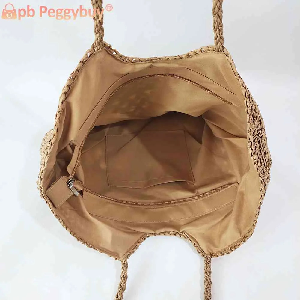 Hollow Summer Hand-Woven Tote Bag for Seaside Holiday