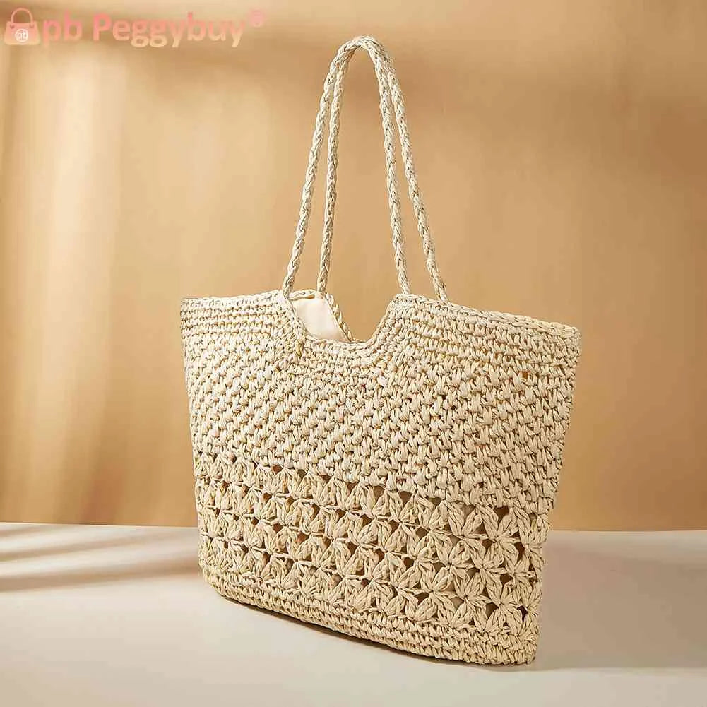 Hollow Summer Hand-Woven Tote Bag for Seaside Holiday