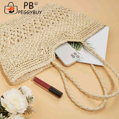 Hollow Summer Woven Tote for Seaside Getaway