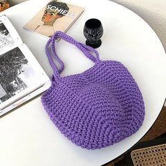Soft Hollow Weaving Handbag for Women Casual Storage Bag