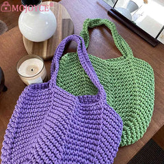 Hollow Weaving Hand Bag Female Storage Bag Soft Casual Style