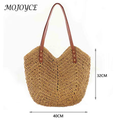 Hollow Women Tote Bags Paper Rope Commute Bag Summer Casual Portable