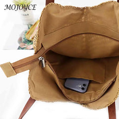 Hollow Women Tote Bags Paper Rope Commute Bag Summer Casual Portable