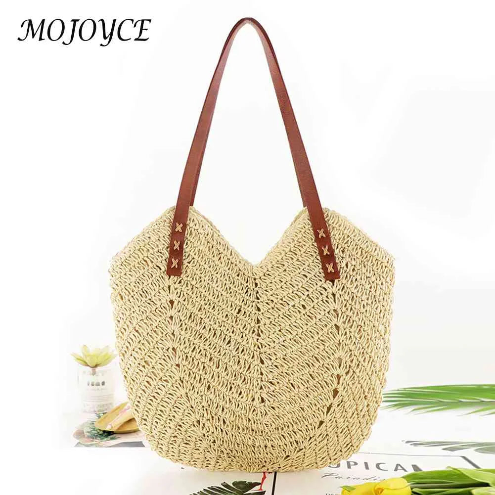 Hollow Women Tote Bags Paper Rope Commute Bag Summer Casual Portable