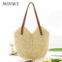 Hollow Women Tote Bags Paper Rope Commute Bag Summer Casual Portable