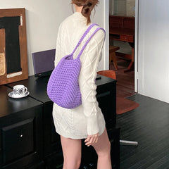 Hollow Woven Handbags Beach Casual Soft Shoulder Bag Solid Style Travel Purse